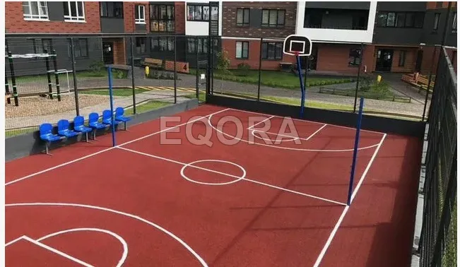 Бесшовное покрытие из резиновой крошки для баскетбольной площадки в Ханты-Мансийске